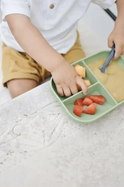 Assiette Compartimentee Silicone Sage Green