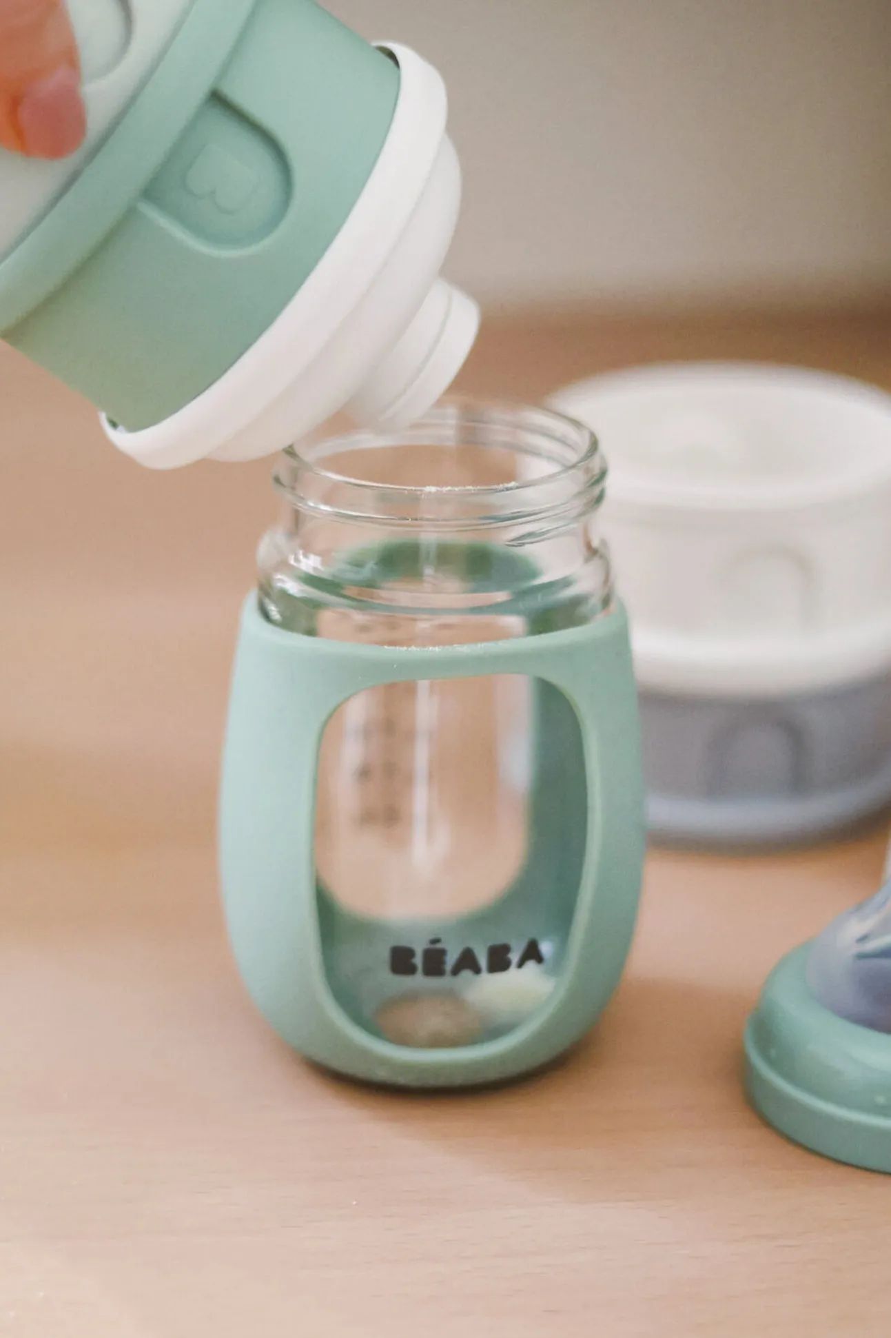 Boite Doseuse 4 Compartiments Cotton / Sage Green