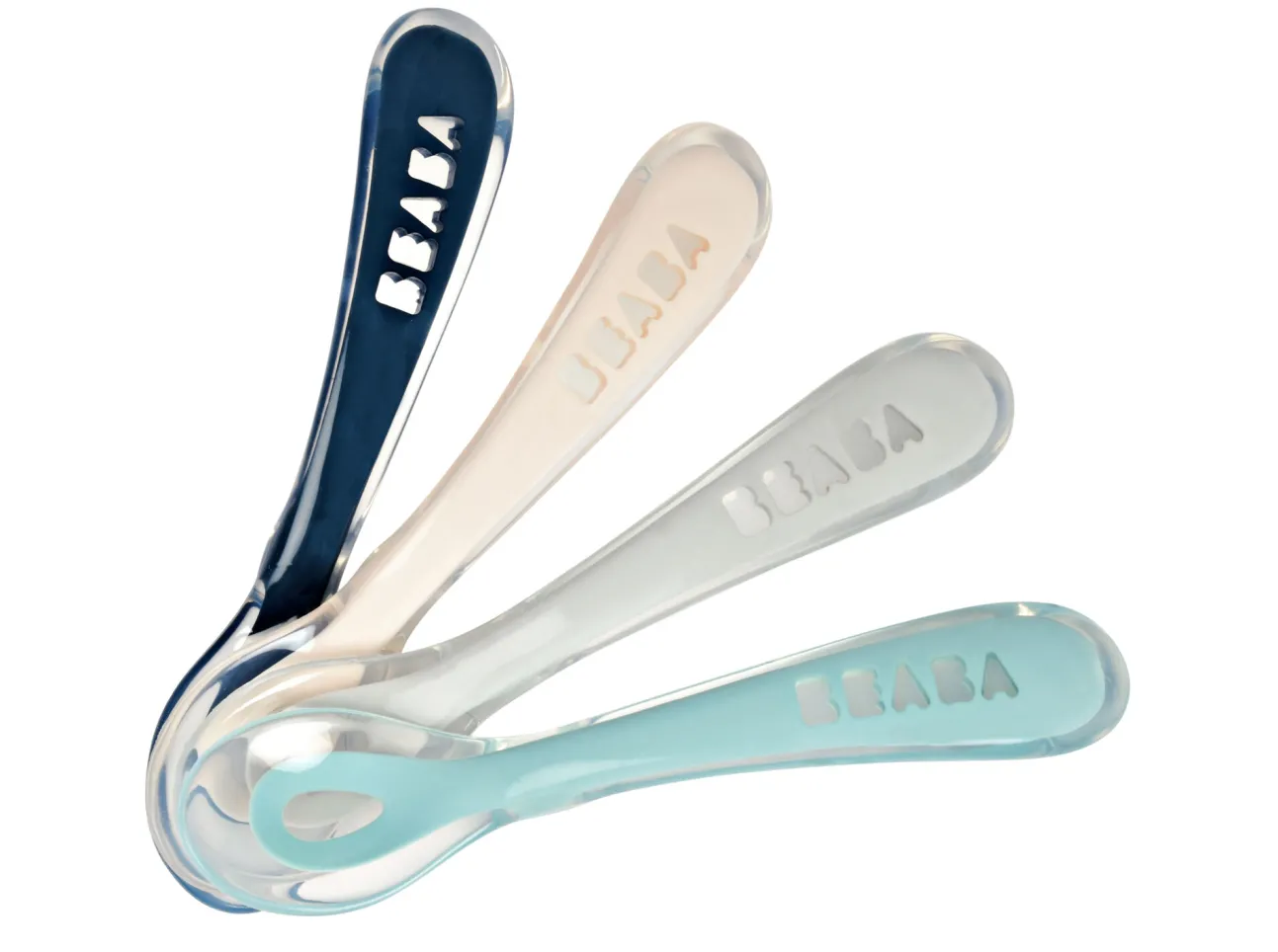 Lot 4 Cuilleres 2Eme Age Silicone Blue