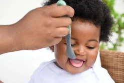 Lot De 4 Cuilleres 1Er Age Silicone Bi-Ton Mineral