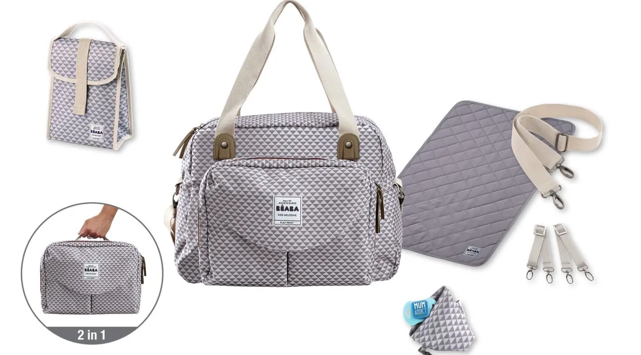 Sac A Langer Geneve Ii Play Print Grey/Coral