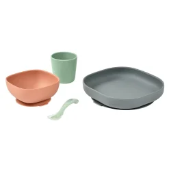 Set Vaisselle Silicone 4 Pieces Mineral